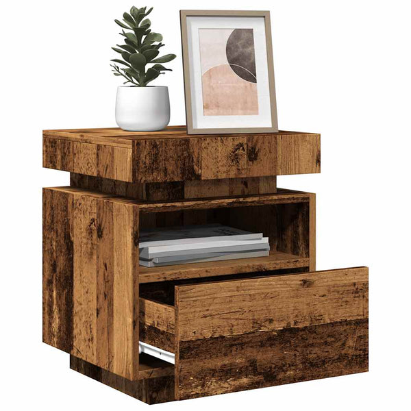 Nachttisch mit LED-Beleuchtung Barber 40x39x48,5cm (2 Stk Altholz)