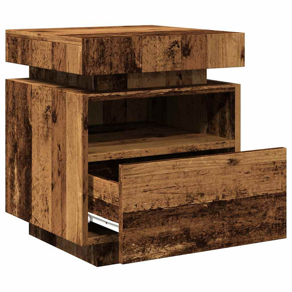 Nachttisch mit LED-Beleuchtung Barber 40x39x48,5cm (2 Stk Altholz)