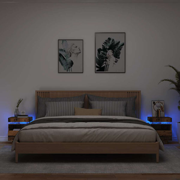 Nachttisch mit LED-Beleuchtung Barber 40x39x48,5cm (2 Stk Altholz)