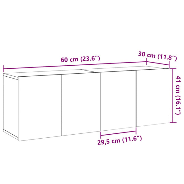 Alte Holz-TV-Schränke Wandmontage Kincsnicom 60x30x41cm (2 Stück)