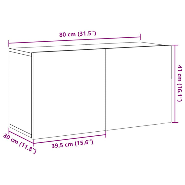 TV-Schrank Kincsnicom 80x30x41cm (Wandmontage, Altholz)