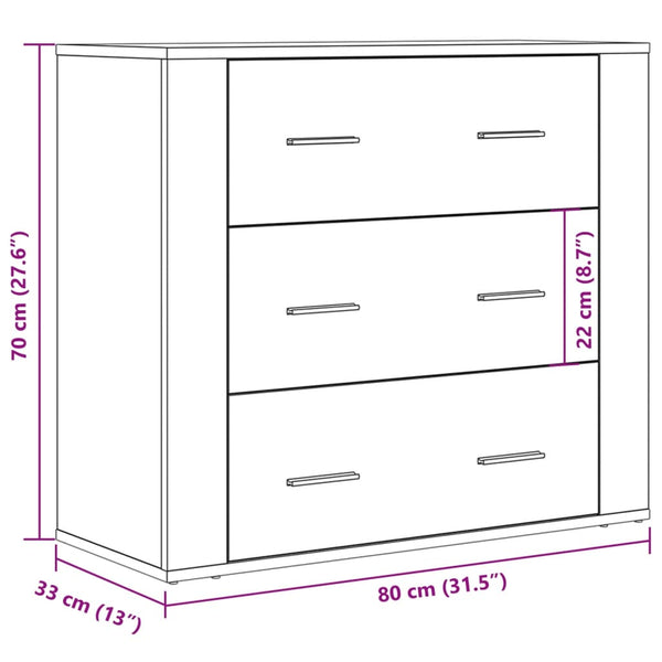 Altes Holz Sideboard Steliana 80x33x70cm (Holz)