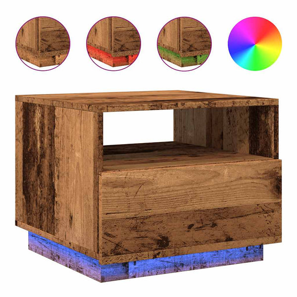 Couchtisch aus Altholz mit LED-Beleuchtung Montanori 50x49x40cm