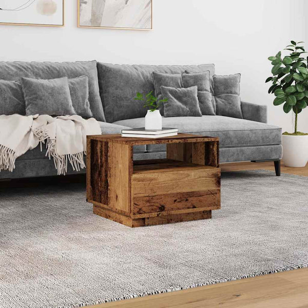 Couchtisch aus Altholz mit LED-Beleuchtung Montanori 50x49x40cm