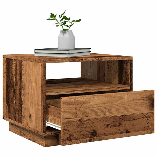 Couchtisch aus Altholz mit LED-Beleuchtung Montanori 50x49x40cm