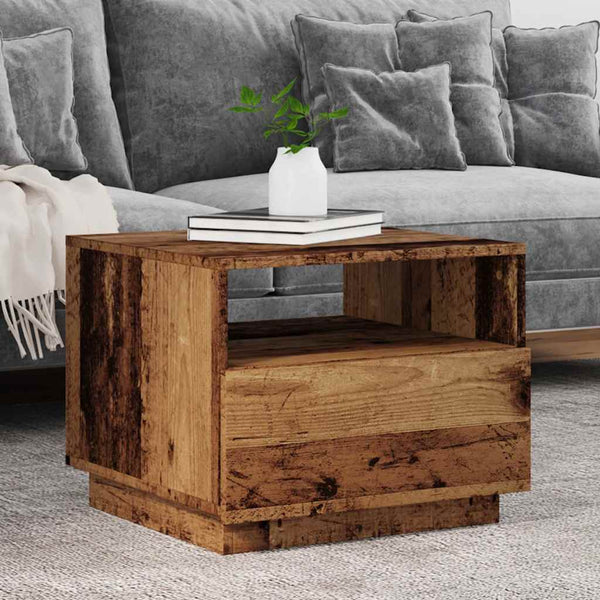 Couchtisch aus Altholz mit LED-Beleuchtung Montanori 50x49x40cm