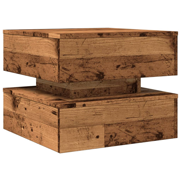 Couchtisch aus Altholz mit LED-Beleuchtung Celestina 50x50x40cm