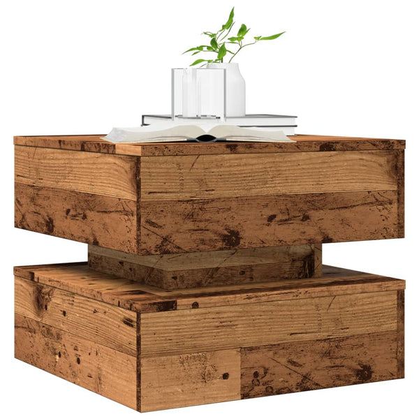 Couchtisch aus Altholz mit LED-Beleuchtung Celestina 50x50x40cm