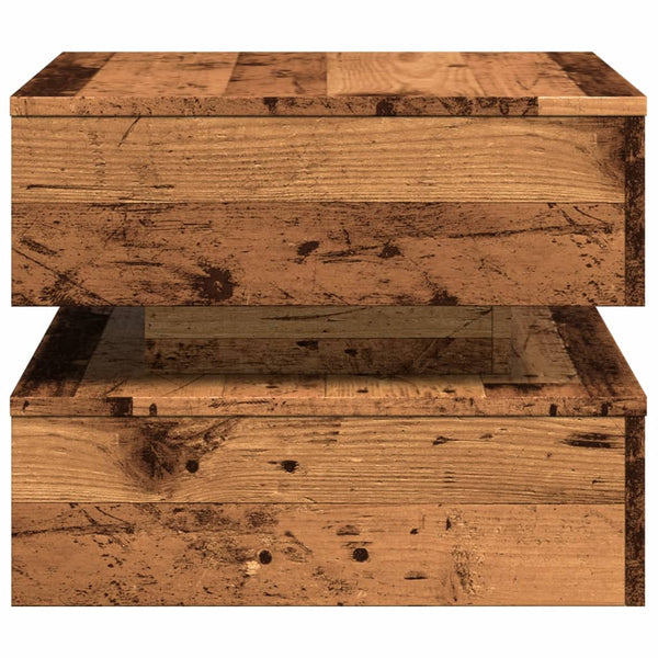Couchtisch aus Altholz mit LED-Beleuchtung Celestina 50x50x40cm