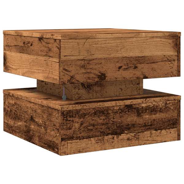 Couchtisch aus Altholz mit LED-Beleuchtung Celestina 50x50x40cm