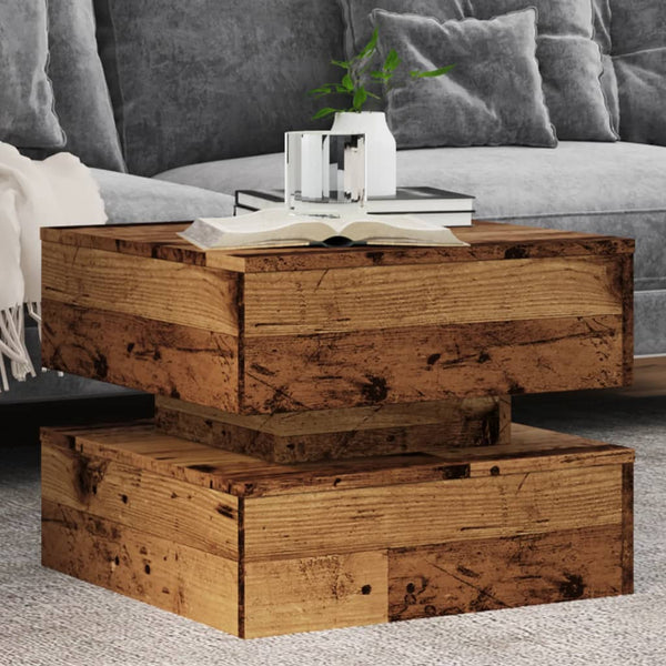Couchtisch aus Altholz mit LED-Beleuchtung Celestina 50x50x40cm