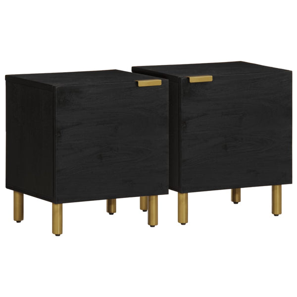 Nachttisch Wayman 40x33x46cm schwarz (2 Stück massives Mangoholz)