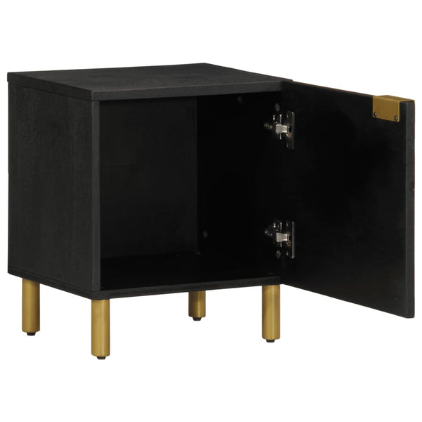 Nachttisch Wayman 40x33x46cm schwarz (2 Stück massives Mangoholz)