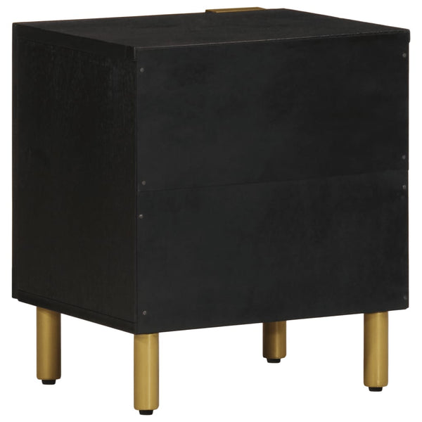 Nachttisch Wayman 40x33x46cm schwarz (2 Stück massives Mangoholz)