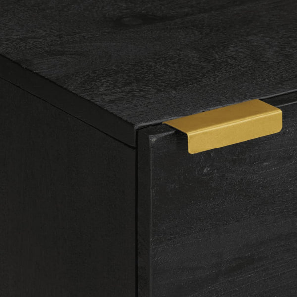 Nachttisch Wayman 40x33x46cm schwarz (2 Stück massives Mangoholz)