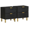 Nachttischschrank Feleontin 40x33x46cm (2 Stück Massivholz Mango) in Schwarz