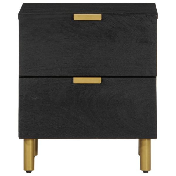 Nachttischschrank Feleontin 40x33x46cm (2 Stück Massivholz Mango) in Schwarz