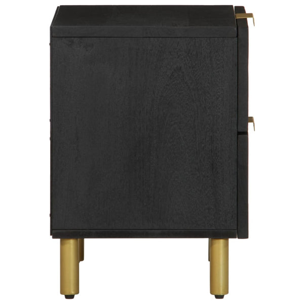 Nachttischschrank Feleontin 40x33x46cm (2 Stück Massivholz Mango) in Schwarz