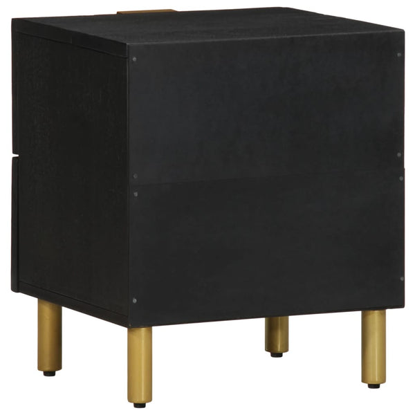 Nachttischschrank Feleontin 40x33x46cm (2 Stück Massivholz Mango) in Schwarz