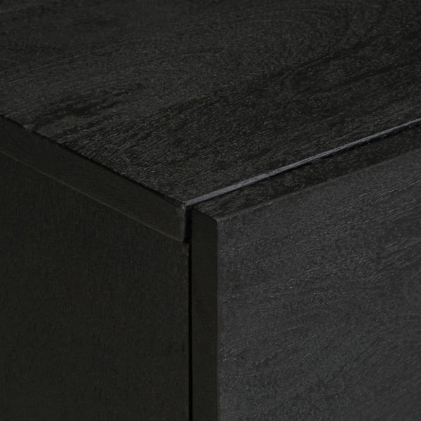 Nachttischschrank Feleontin 40x33x46cm (2 Stück Massivholz Mango) in Schwarz