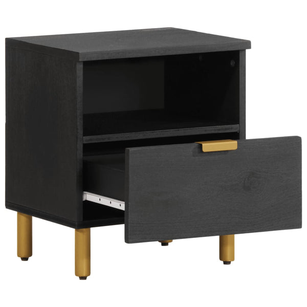 Ngbanda Nachttisch Schwarz 40x33x46cm (Holz entworfen)