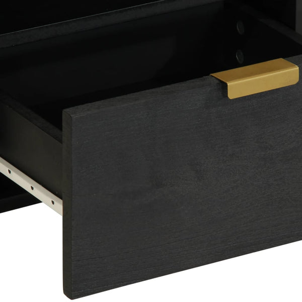 Ngbanda Nachttisch Schwarz 40x33x46cm (Holz entworfen)
