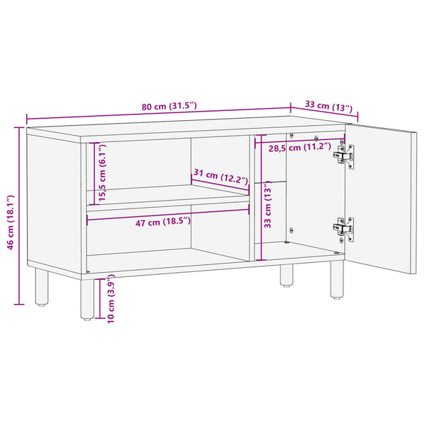 Schwarzer TV-Schrank Catiana 80x33x46cm (Holz)