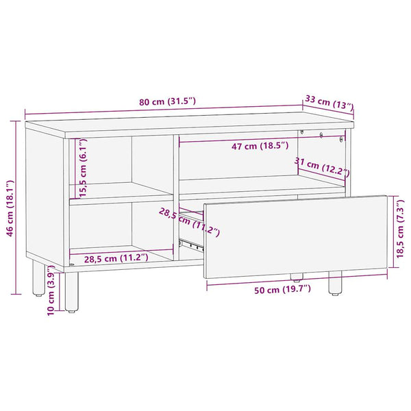 Schwarzer TV-Schrank Brandyn 80x33x46cm (Holz)