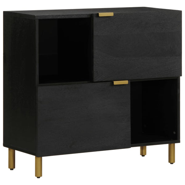 Schwarzes Sideboard Lautentiu 80x33x75cm (Holz)