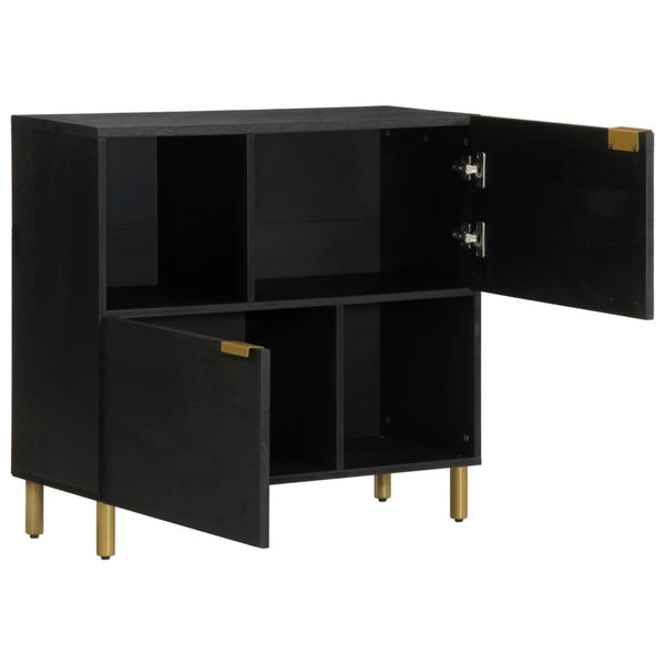 Schwarzes Sideboard Lautentiu 80x33x75cm (Holz)