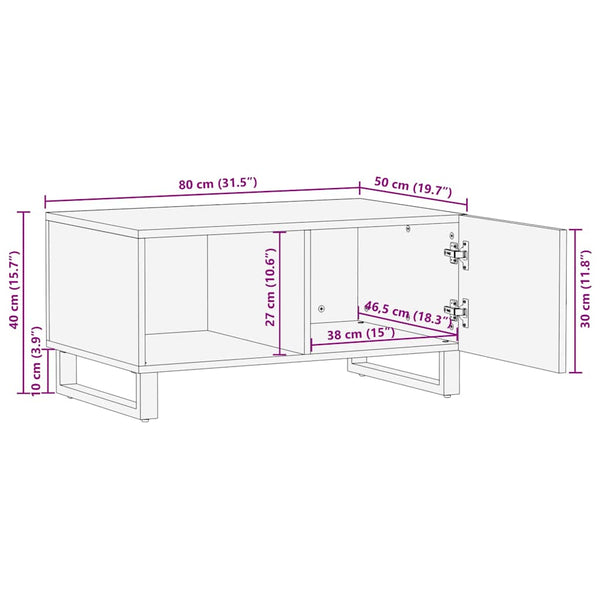 Schwarzer Couchtisch Latrina 80x50x40cm (Mangoholz)