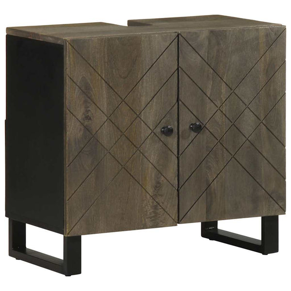 Waschtischunterschrank Manduta, schwarz, 62x33x58cm (Massivholz Mangoholz)