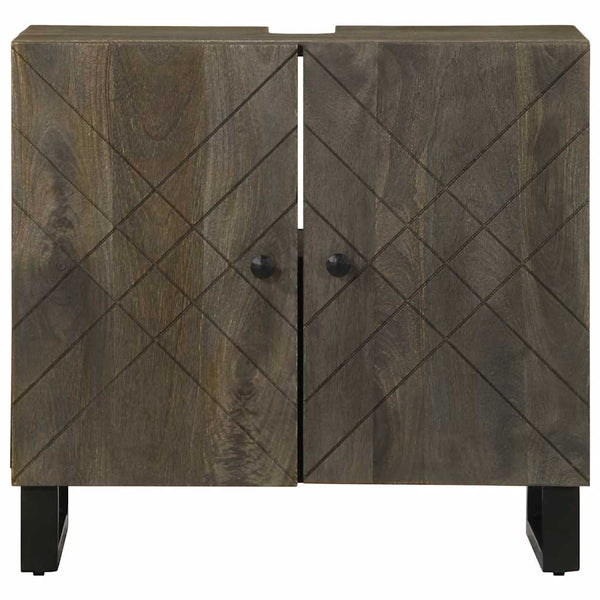 Waschtischunterschrank Manduta, schwarz, 62x33x58cm (Massivholz Mangoholz)
