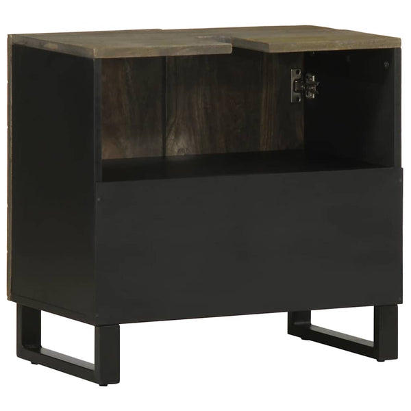 Waschtischunterschrank Manduta, schwarz, 62x33x58cm (Massivholz Mangoholz)