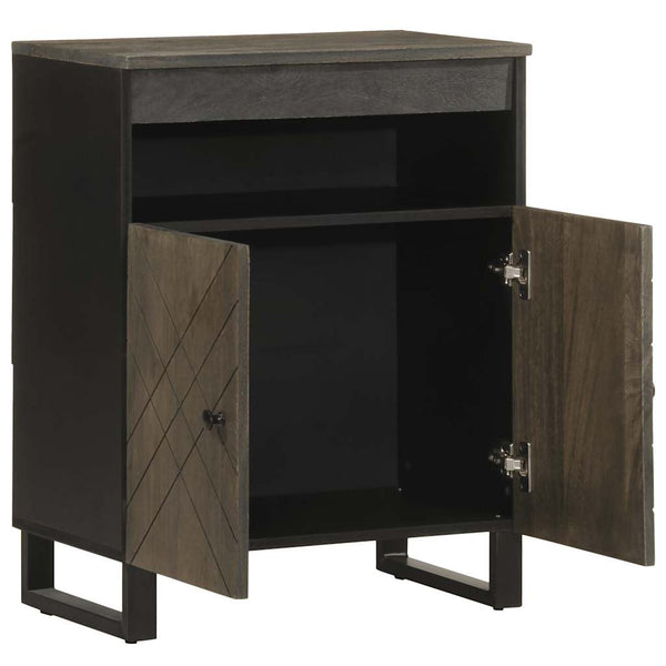 Schwarzes Sideboard Tutekov 60x33x75cm (Massivholz Mango)
