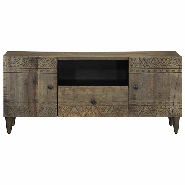 Hellgrauer TV-Schrank Lockie 105x33,5x46cm (Massivholz Mango)