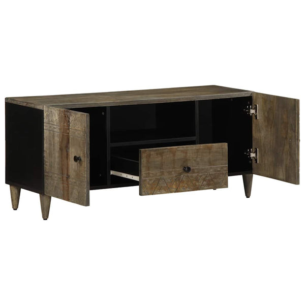 Hellgrauer TV-Schrank Lockie 105x33,5x46cm (Massivholz Mango)