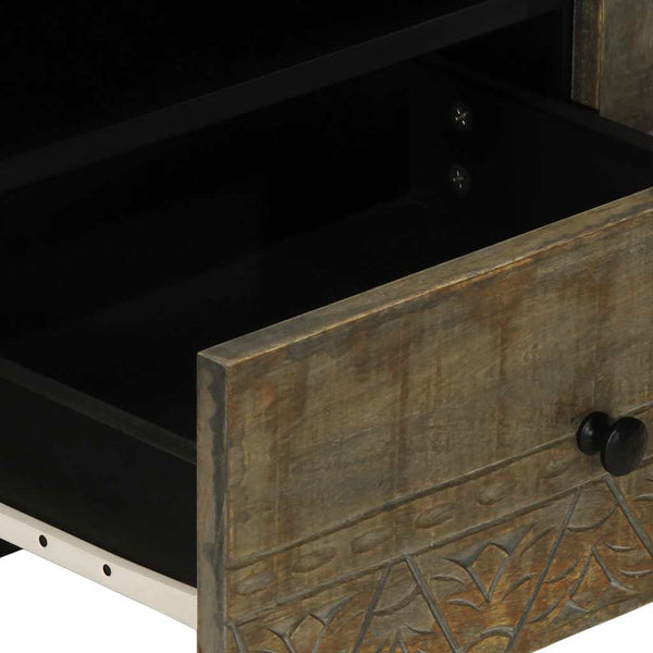 Hellgrauer TV-Schrank Lockie 105x33,5x46cm (Massivholz Mango)