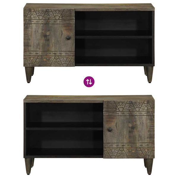 Hellgrauer TV-Schrank Zlatinka 80x31,5x46cm (Massivholz Mango)