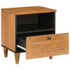 Nachttisch 40 x 33 x 46 cm aus massivem Mangoholz, hellbraun, 2er-Set
