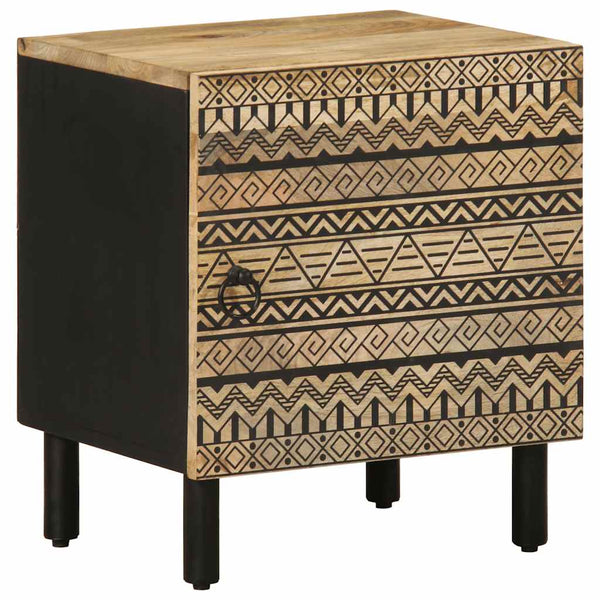 Schwarzer Nachttisch Viga 40x33,5x46cm (Mangoholz massiv)
