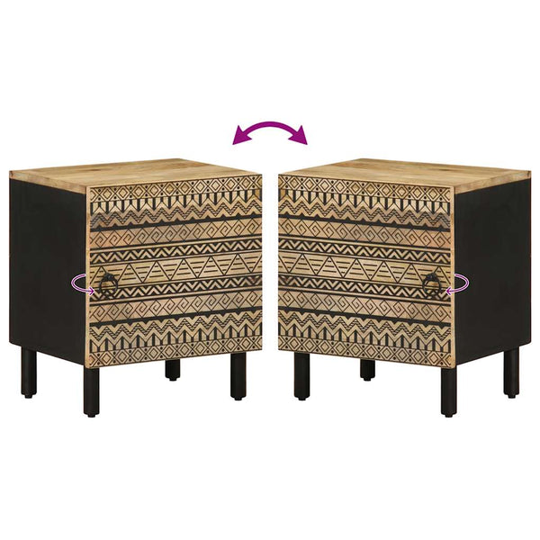 Schwarzer Nachttisch Viga 40x33,5x46cm (Mangoholz massiv)