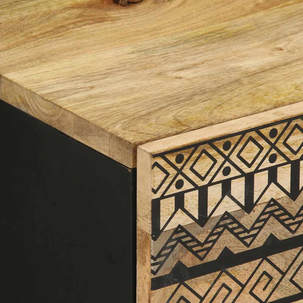 Schwarzer Nachttisch Viga 40x33,5x46cm (Mangoholz massiv)