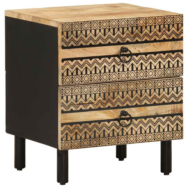 Schwarzer Nachttisch Caro 40x33,5x46cm (Mangoholz massiv)