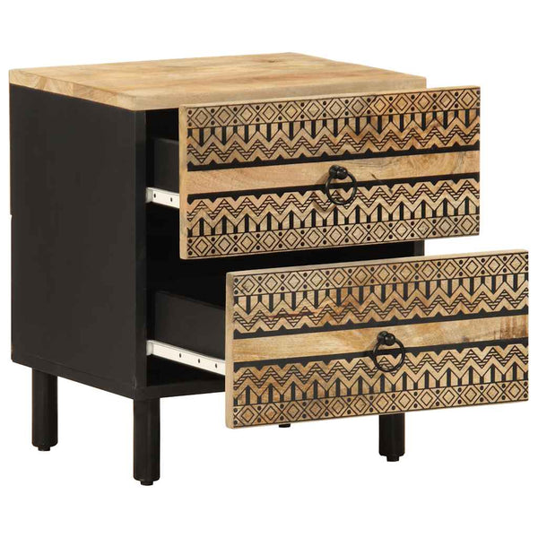 Schwarzer Nachttisch Caro 40x33,5x46cm (Mangoholz massiv)