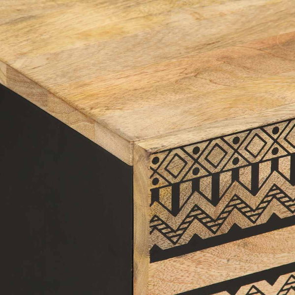 Schwarzer Nachttisch Caro 40x33,5x46cm (Mangoholz massiv)