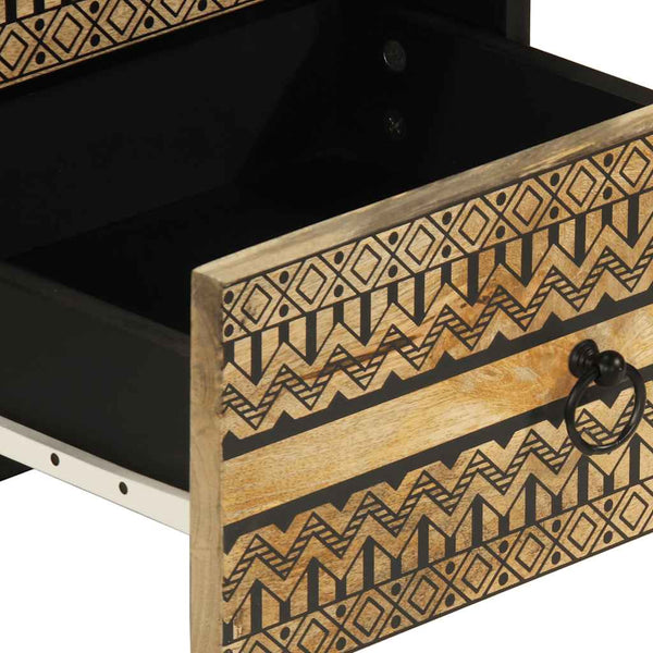 Schwarzer Nachttisch Caro 40x33,5x46cm (Mangoholz massiv)