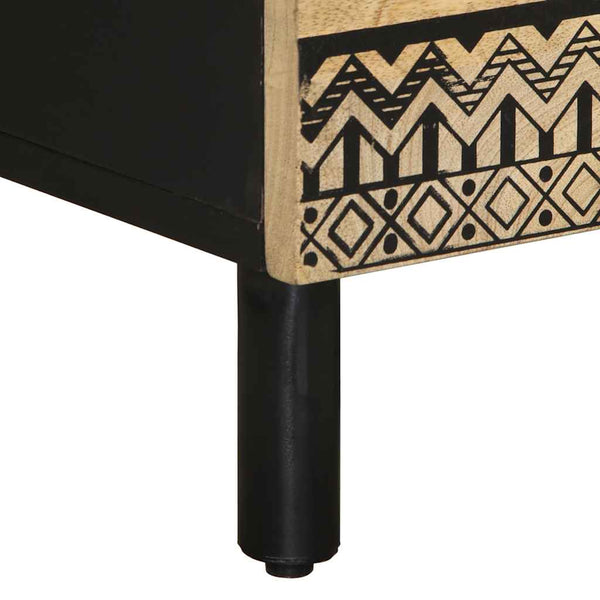 Schwarzer Nachttisch Caro 40x33,5x46cm (Mangoholz massiv)
