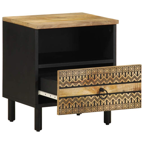 Nachtschrank Kasar 40x33x46cm schwarz (Mango Massivholz)
