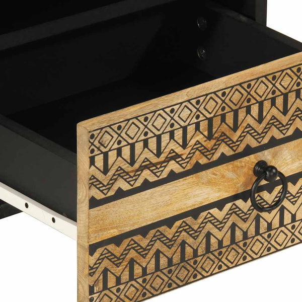 Nachtschrank Kasar 40x33x46cm schwarz (Mango Massivholz)